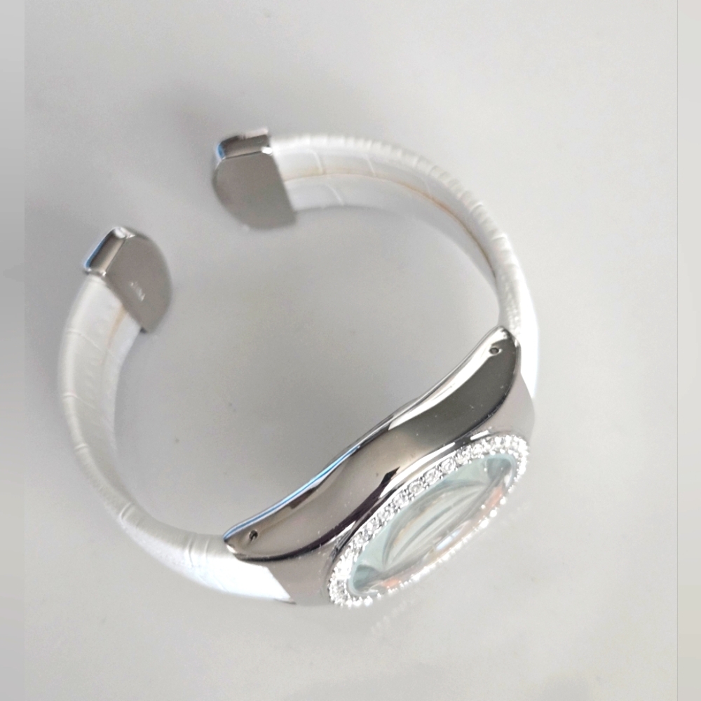 Avon Sunflower Dragonfly Silver Tone Rhinestone Watch NWOT Floral Bracelet Watch - Picture 6 of 13